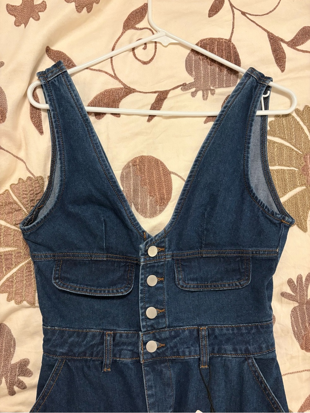 Cider Dark Blue Denim Button-Front Midi Dress NWT - Picture 3 of 5